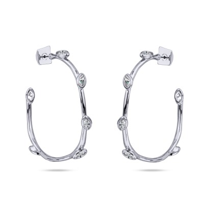 Серьги Эйва (кристаллы SW белые; покрытие родий), Есть комплект