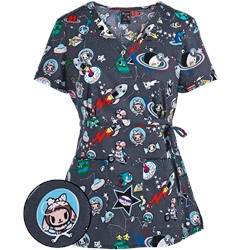koi Scrubs tokidoki Space Mock Wrap Print Top