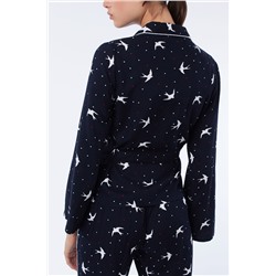 Двубортная рубашка Vitto Темно- синяя