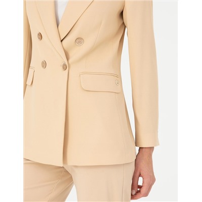 Bej Kruvaze Slim Fit Ceket