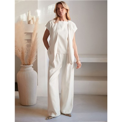 Жилет на запАх с поясом из плотного лиоцелла