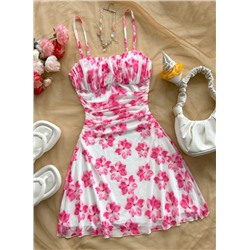 Soleia Women's Summer Vacation Blue & White Floral Mesh Slip Dress Summer Dress Vacation Outfits Women Holiday Dresses For Women Floral Dress Yellow Dress