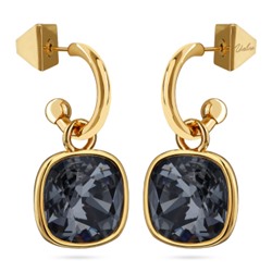 Серьги Триумф (кристаллы SW темно-серые 12мм; покрытие золото), Есть комплект