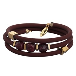 Браслет Терра (гранат, каучук шоколад, гематит; покрытие золото), Есть комплект