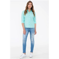 Kadın Mint Uzun Kollu Basic Gömlek