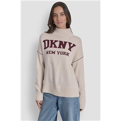 LOGO INTARSIA MOCK-NECK SWEATER