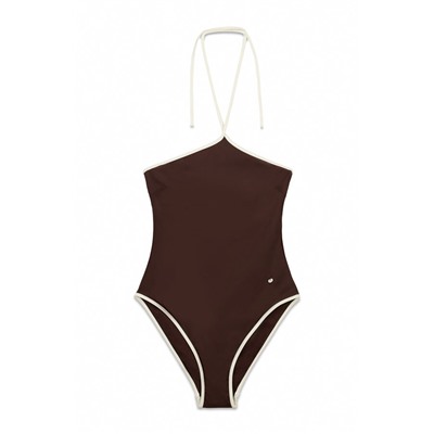 Bañador moldeador halter marrón