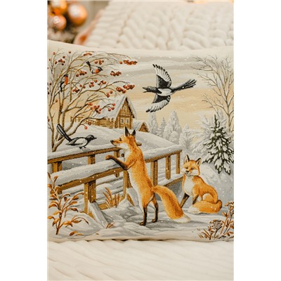 Наволочка 45х45 Зима лисички