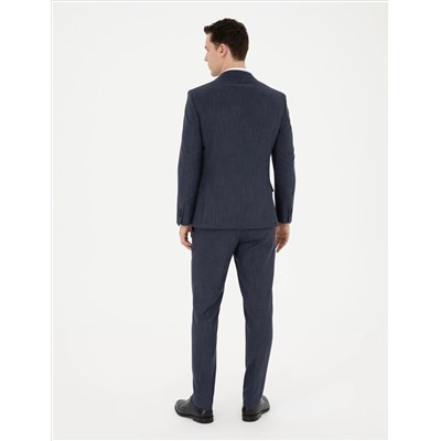 Lacivert Ekstra Slim Fit Yelekli Takım Elbise