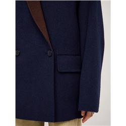 Синее полупальто оверсайз