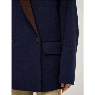 Синее полупальто оверсайз