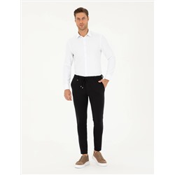 Beyaz Slim Fit Armürlü Uzun Kollu Gömlek
