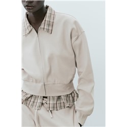CONTRAST POPLIN SWEATSHIRT