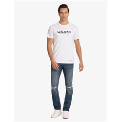 USA EMBOSSED PRINT JERSEY T-SHIRT