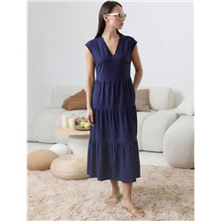 Ярусное платье А силуэта с V вырезом из 100% премиального хлопка