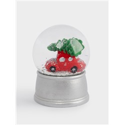 Снежный шар, 7 см, с подсветкой, стекло/полирезин, серебристый, Машина с елкой, New year