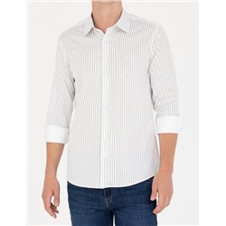 Haki Slim Fit Uzun Kollu Gömlek