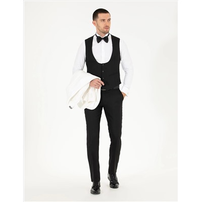Beyaz Ex. Slim Fit Yelekli Smokin