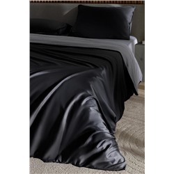 Vachel King Size %100 Pamuk Baskılı Saten Nevresim Takımı - Antrasit
