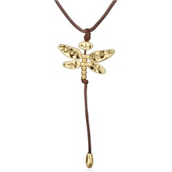 Кулон Стрекоза (текстиль шоколад; покрытие золото 80см), Есть комплект