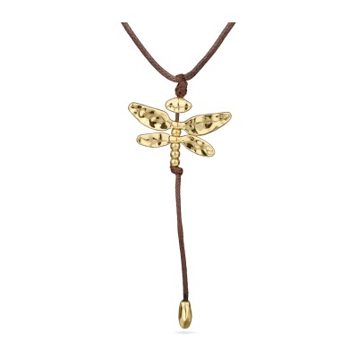 Кулон Стрекоза (текстиль шоколад; покрытие золото 80см), Есть комплект