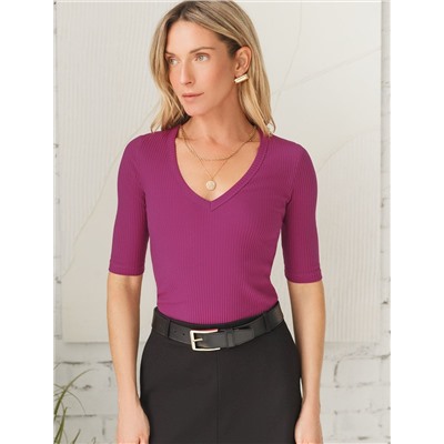 Джемпер из трикотажа в широкий рубчик