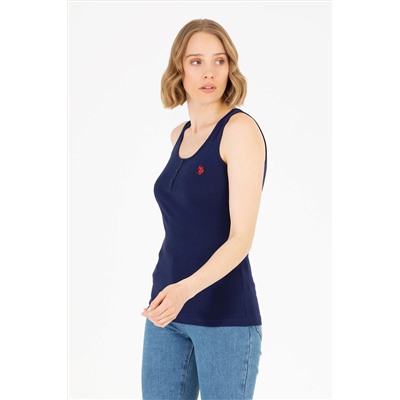 Kadın Lacivert Bisiklet Yaka Kolsuz Basic Tişört