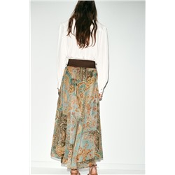 FALDA MIDI ESTAMPADA CINTURÓN