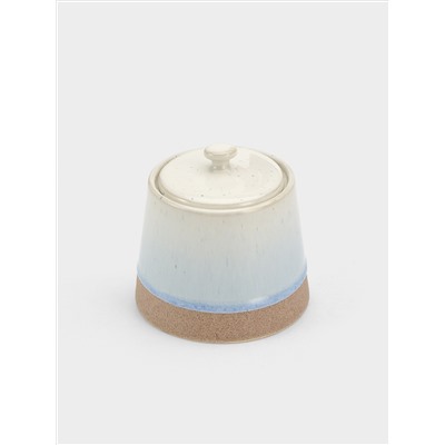 Сахарница, 9,5 см, 260 мл, керамика, бежево-голубая, в крапинку, Azurro