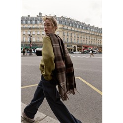 CHECK SCARF WITH FRINGE