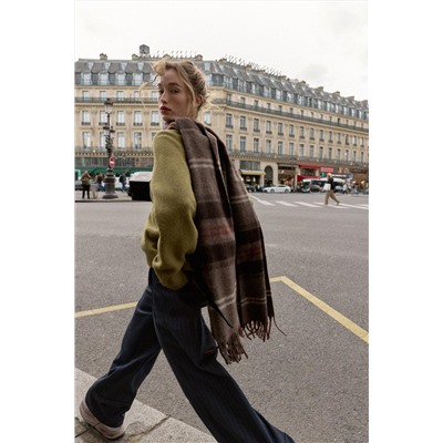 CHECK SCARF WITH FRINGE