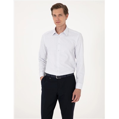 Mavi Kareli Slim Fit Uzun Kollu Gömlek