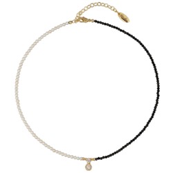 Колье (шпинель, жемчуг белый, кристаллы; покрытие золото ) 45см, Есть комплект