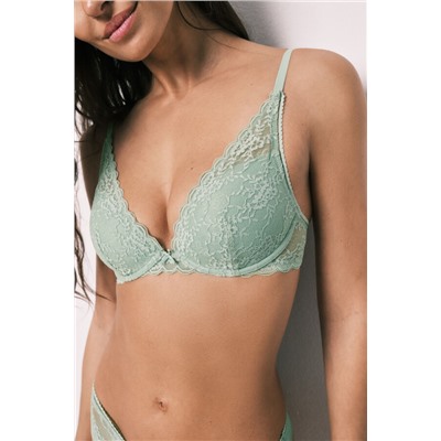 Sujetador halter relleno encaje verde INTUITIVE