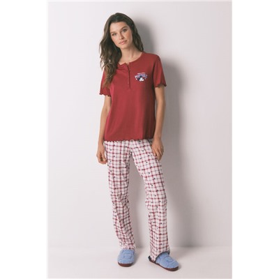 Pijama largo algodón Mickey rojo