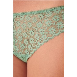 Tanga encaje floral verde