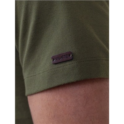 Футболка поло с плетеным воротником на пуговицах из эластичного хлопка