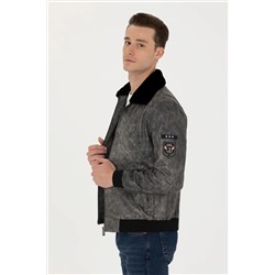 Erkek Antrasit Deri Ceket