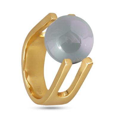 Кольцо (Майорка 14мм голубая; покрытие золото), Есть комплект