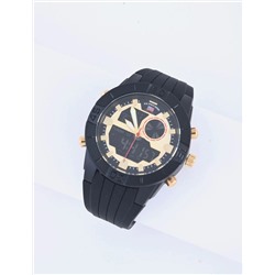 MEN'S BLACK STRAP WITH GOLD ACCENTS ANA DIGI WATCH