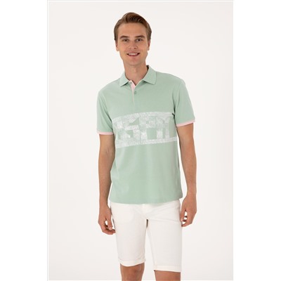 Erkek Regular Fit Su Yeşili Polo Yaka Tişört