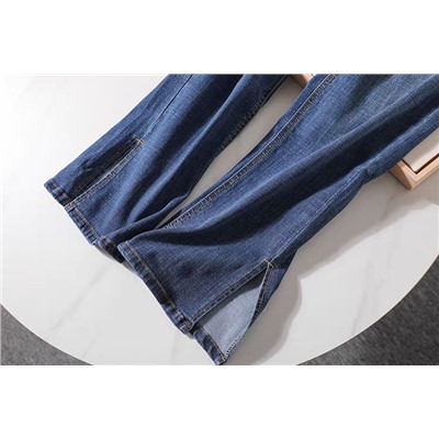 Женские джинсы с разрезами по низу штанин КАР*Л😎