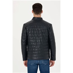 Erkek Lacivert Deri Ceket