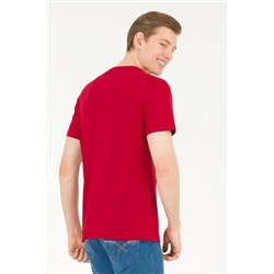 Erkek Bordo Basic Bisiklet Yaka Tişört