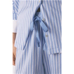 Pijama camisero largo 100% algodón rayas azules