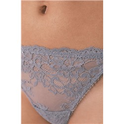 Tanga tira encaje gris brillos