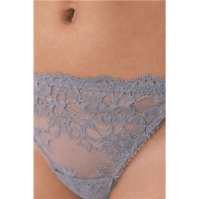 Tanga tira encaje gris brillos