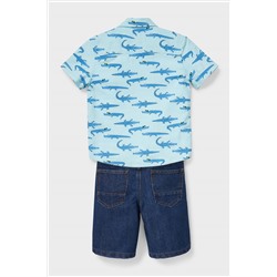 Set - Hemd, Kurzarmshirt und Jeansshorts
