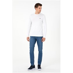 Erkek Beyaz Basic Sweatshirt