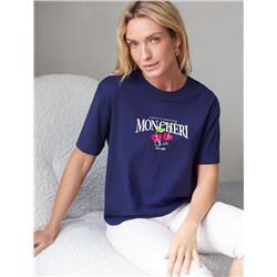 Футболка с принтом свободная эластичная из премиального хлопка